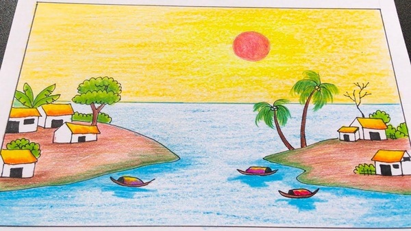 Vẽ tranh phong cảnh biển đơn giản cho học sinh - Nội Thất Hằng Phát